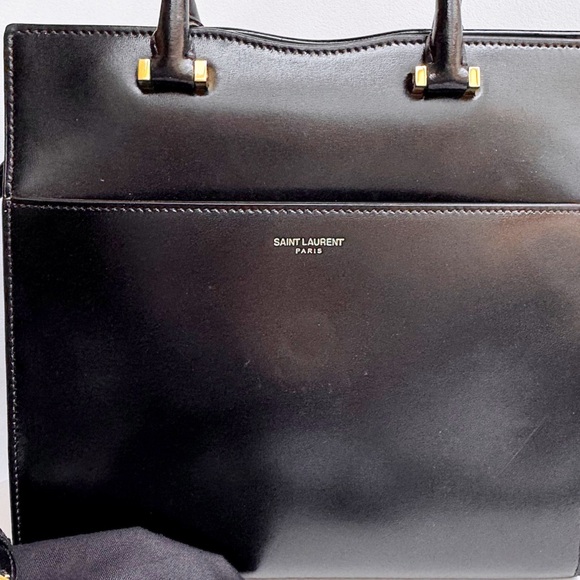 SOLD❤️Saint Laurent YSL Uptown Small Black Monogram Top Handle Bag + Clutch - Picture 7 of 16
